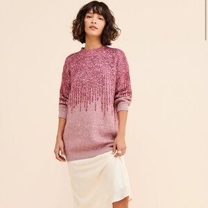 Raga Kylie Pink Shimmer Tinsel Oversized Tunic Sweater NWOT